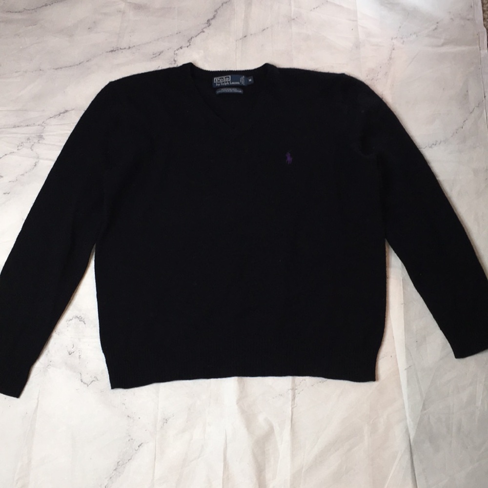 RALPH Lauren black V-Neck wool sweater for men or unisex